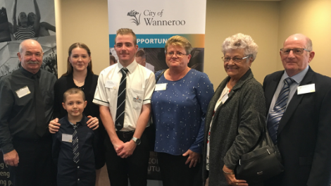 Jarrod Criddle pictured with his family at the presentation of his scholarship.