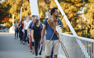 Man leading a walking group