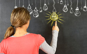 Girl at blackboard