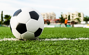 Football on a pitch