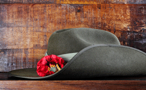 Australian soldier hat and poppy