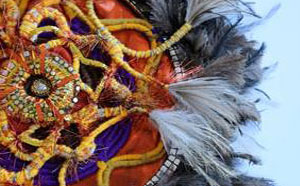 Courtney Hill & Valerie Shaw, Detail, work in progress, 2021, Thread, emu feathers, found objects, 120 x 120cm, City of Wanneroo