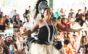 Woman dancing in traditional costume