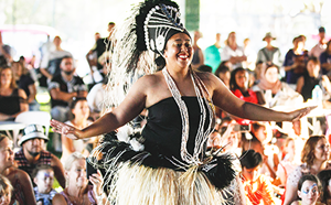 Woman dancing in traditional costume 