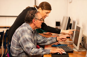 Man and woman at computer