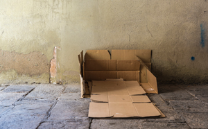 Cardboard box on road