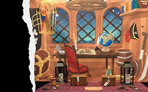 Illustration of a pirate room