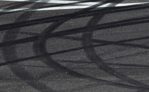 Tyre marks on road