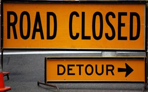 Road closed sign