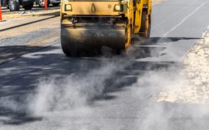 Roadroller and roadworks