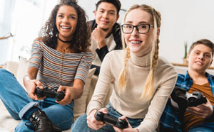 Young people playing computer games