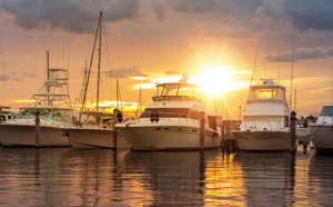 Sunset over marina