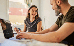 Father and daughter talking