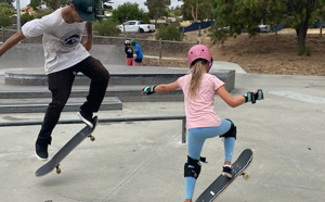 Children on skateboards