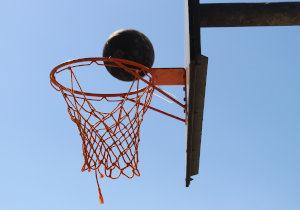 Basketball and hoop