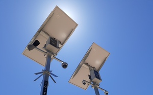 Two mobile CCTV poles