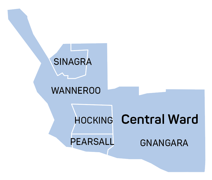 Map of Central Ward suburbs