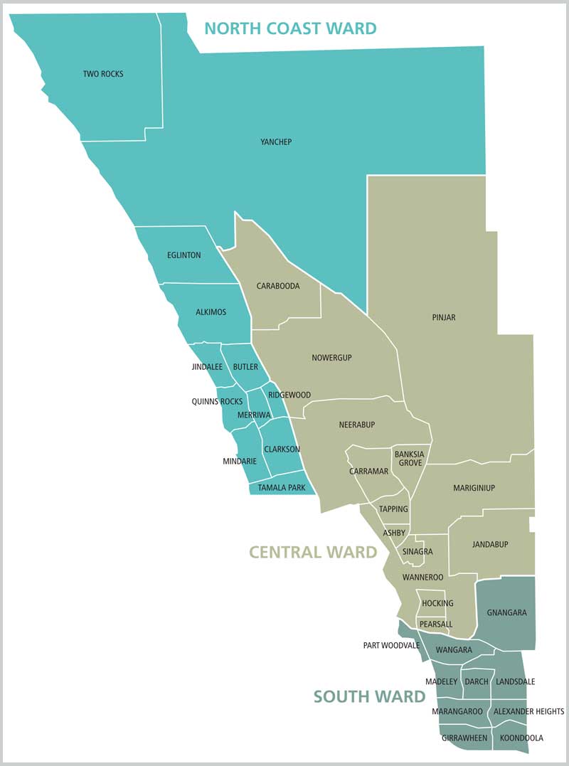 City of Wanneroo suburbs and wards