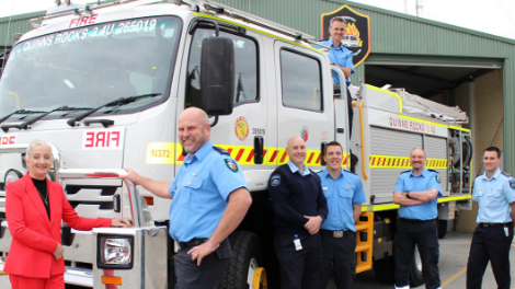 Mayor Roberts pictured with members of the Quinns Rocks Bush Fire Brigade.