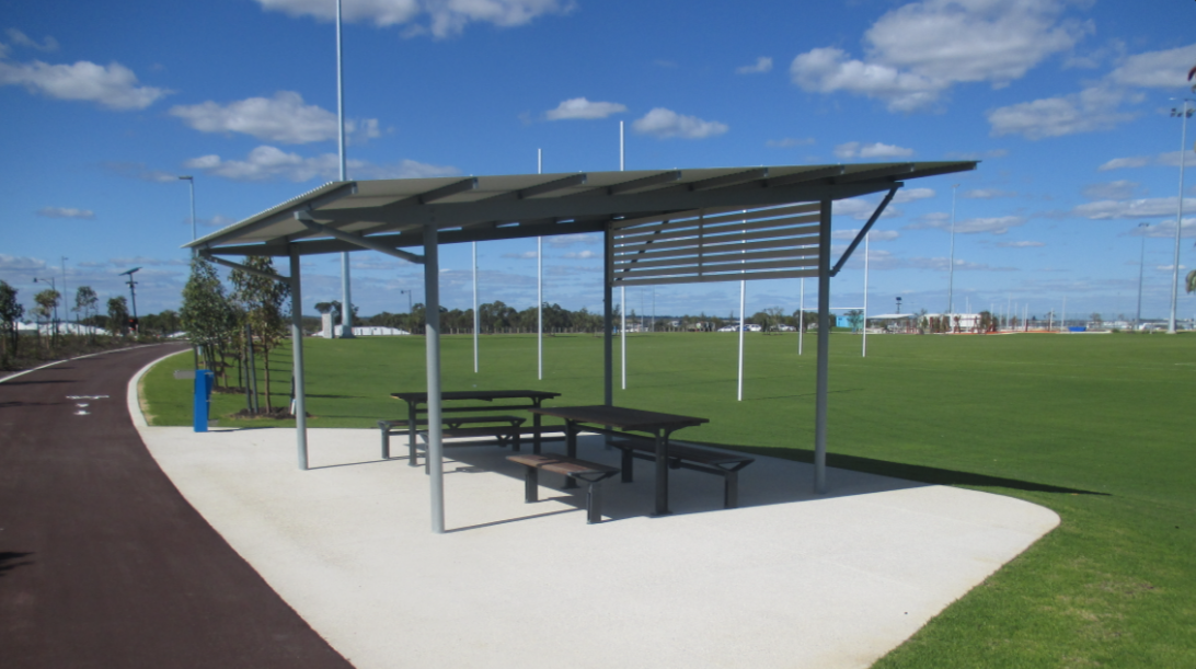 Halesworth Park – typical picnic shelter and drinks fountain