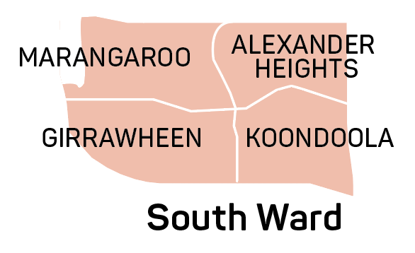 Map of South Ward suburbs