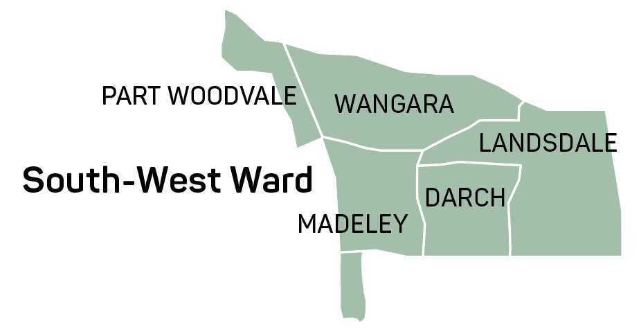 Map of South-West Ward suburbs