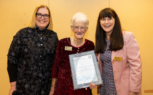 Mayor Aitken with Freeman of the City Margaret Cockman and Councillor Jacqueline Huntley.