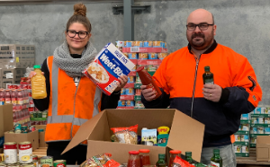 Vinnies volunteers packing hampers