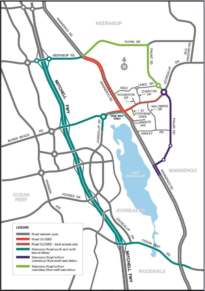 Wanneroo road joondalup drive intersection closure