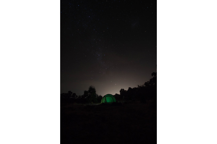 Camping under stars