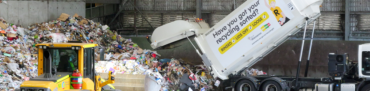 Waste truck at recycling facility