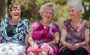Three senior ladies talking