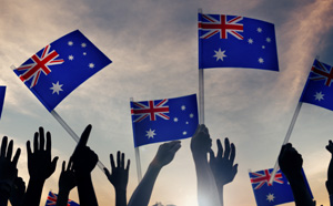 Australian flag being waved