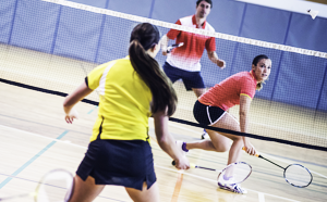 People playing badminton