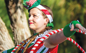 Woman dressed in Christmas clothing 