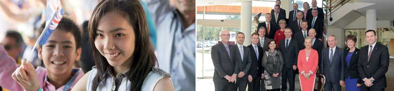 Girl waving Australia flag and Wanneroo leaders