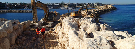 Maintenance on Mindarie Breakwater