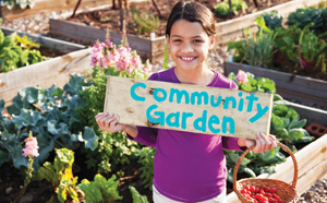 Girl in community garden