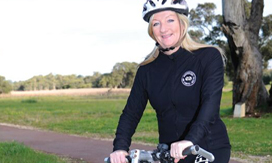Mayor Tracey Roberts cycling