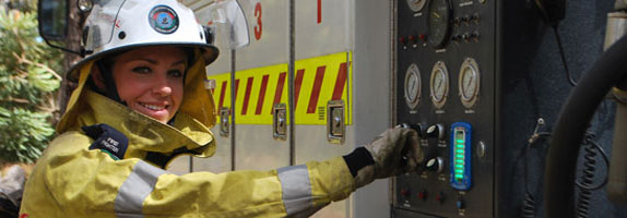 Fire volunteer with truck