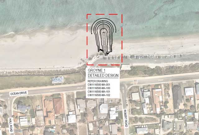 Design drawing of groyne 1 Quinns Beach