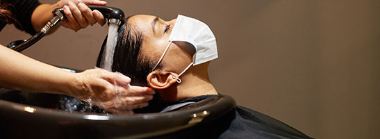 Person having hair washed