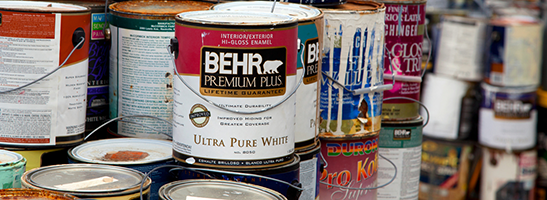 An assortment of paint tins