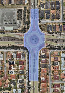 Aerial photo showing area of works