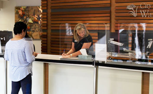 Woman at counter