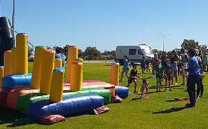 Inflatable games in park