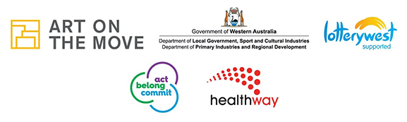 ART ON THE MOVE, Department of Local Government, Sport and Cultural Industries, Department of Primary Industries and Regional Development, Lotterywest, Act-Belong-Commit, Healthway.