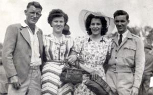 Black and white photograph of two couples