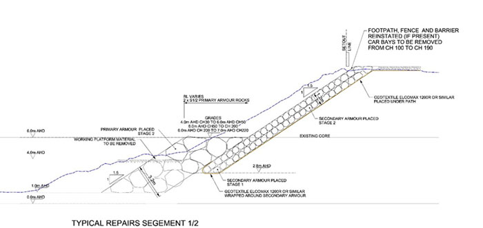 Drawing of Mindarie Breakwater works