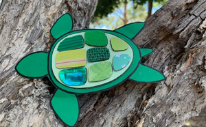 Green mosaic sea turtle